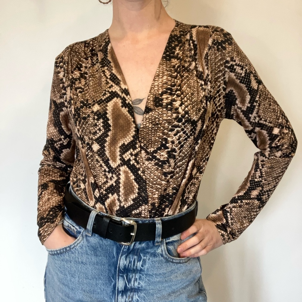 Vintage Snake Print Bodysuit Made in Italy in size medium